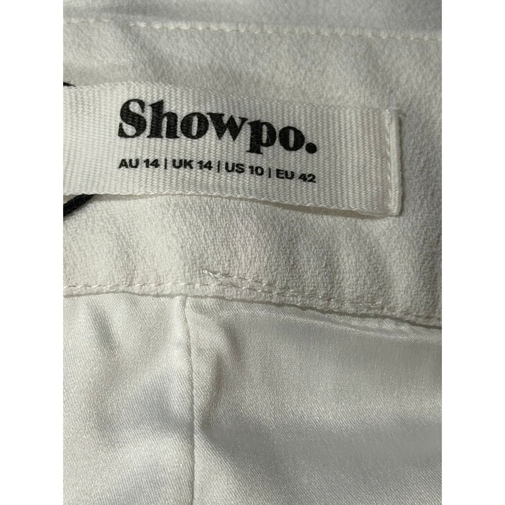 Showpo White Mini Skort Black Trim Faux Pockets Size US 10 NWT - Picture 6 of 8